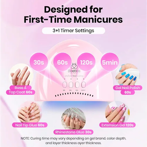 Miniatura 2 de Beetles - Lámpara de uñas UV – Lámpara LED de uñas con 3 temporizadores de 30/60/120 segundos, luz UV para uñas de gel, secador de uñas con sensor