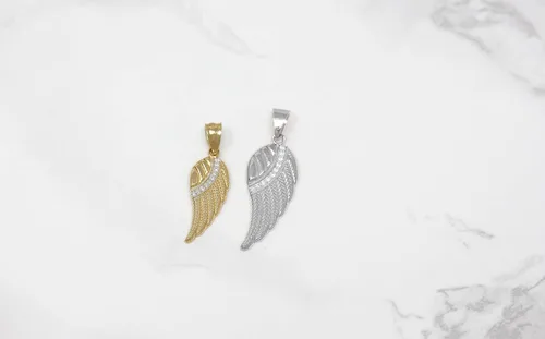 Miniatura 3 de CaliRoseJewelry - Colgante de oro amarillo de 10 k y 14 k con alas de ángel