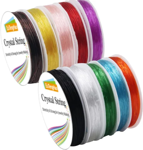 EuTengHao Paquete de 10 cuerdas de cristal de 0.031 pulgadas (0.031 pulgadas), cordón elástico para pulseras y joyas (10 colores, 59.9 pies)