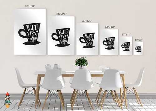 Miniatura 7 de HB Art Design Taza con texto en inglés "But First Coffee" (But First Coffee Quote - Taza en blanco y negro) con impresión de metal, arte de pared