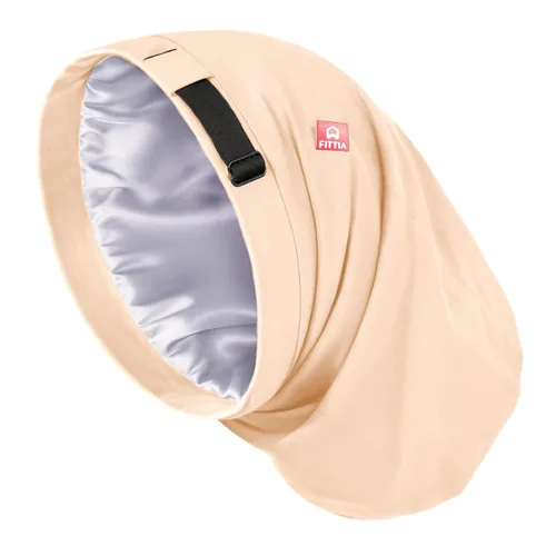 Miniatura 22 de Fittia Cofia de satén para dormir, sedosa sin encrespamiento para el cuidado de rizos, correa ajustable para no deslizarse, gorra para trenzas