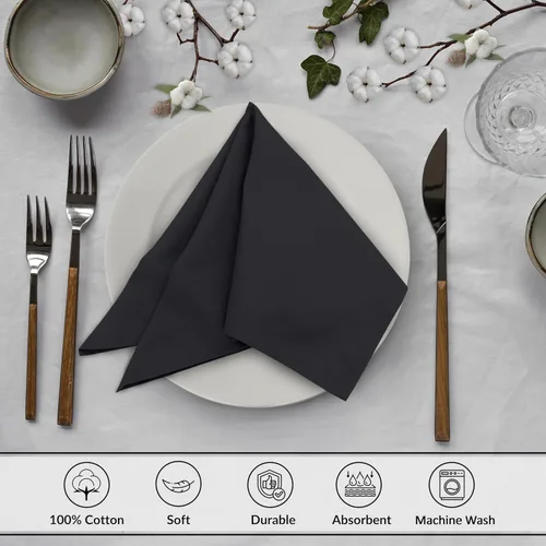 Miniatura 3 de Ruvanti - Servilletas de tela, paquete de 6, 45x45 centímetros, 100% algodón, lavables, suaves y absorbentes, perfectas para bodas, cenas de Belleza