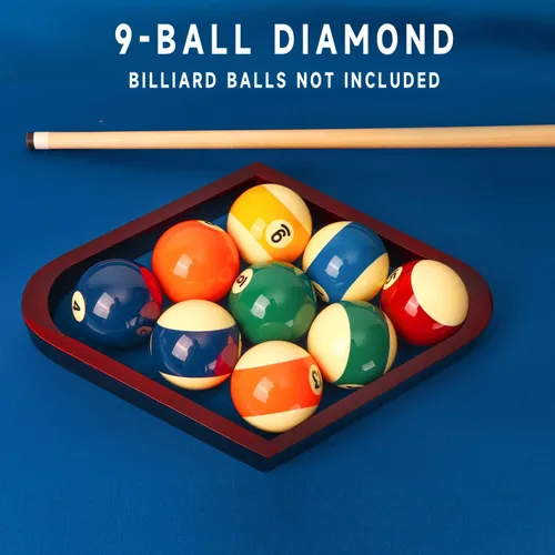Miniatura 4 de GSE Games & Sports Expert Triángulo de Billar de Madera Maciza para 8 Bolas / Rombo para 9 Bolas, Porta Bolas de Billar para Bolas de Billar de Caoba