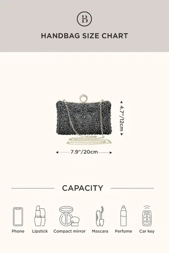 Miniatura 7 de BABEYOND Bolsos de mano de noche para mujer, accesorios vintage para bolso de noche para mujer, Gatsby de los años 20 con cuentas de lentejuelas