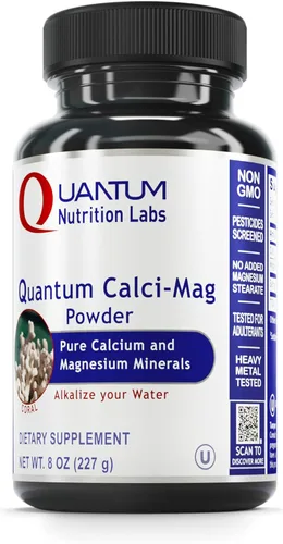 Quantum Calci-Mag Powder - Calcio puro y magnesio - Promueve un pH alcalino óptimo, soporte mineral para los huesos, las articulaciones y los