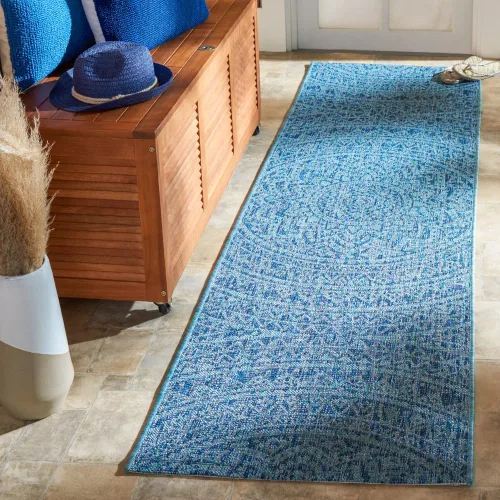 Miniatura 127 de SAFAVIEH Alfombra lavable para exteriores, colección Courtyard - Pasillo de 2.3 x 8 pies, color beige claro y marrón claro, no desprende pelusa