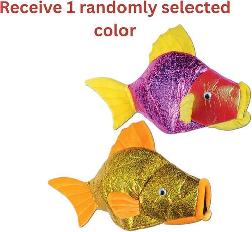 Miniatura 3 de Beistle - Gorro de pez de felpa, disfraz divertido de oro metálico o rosa