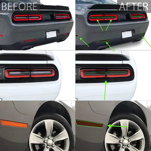 Miniatura 3 de BOGAR TECH DESIGNS Kit de tinte de reflectores traseros compatible con Dodge Challenger 2015-2024, humo oscuro