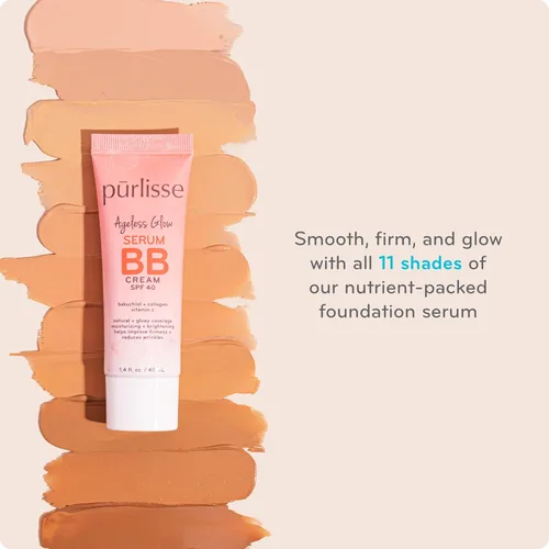 Miniatura 6 de pūrlisse Ageless Glow Serum BB Cream SPF 40 - Glow BB Cream con SPF enriquecido con Bakuchiol y vitamina C para ayudar a mejorar la firmeza y Dorado