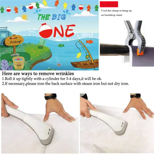 Miniatura 6 de Ofishally - 217 piezas de decoraciones de cumpleaños con diseño de «Gone Fishing Dinnierware» The Big One Balloon Garland Banner Cake Cupcake Topper