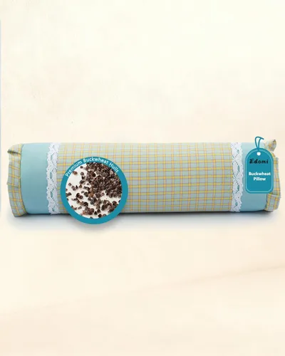 Miniatura 16 de Almohada cervical con relleno de cáscaras de trigo sarraceno para apoyo del cuello y alivio del dolor, almohada cervical cilíndrica para dormir