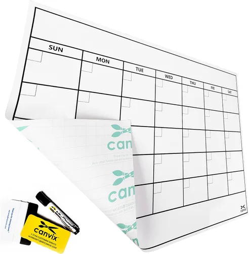 Calcomanía para calendario de pared de pizarra blanca de borrado en seco, 36 x 24 pulgadas, gran autoadhesivo, extraíble, sin residuos para el hogar