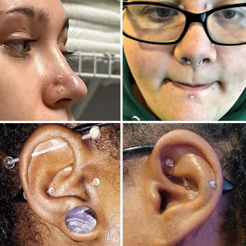 Miniatura 7 de 36 piezas de retenedores de piercing transparentes de plástico Bioflex para pezón, lengua, nariz, tabique, ceja, ombligo, aretes, tragus, hélice
