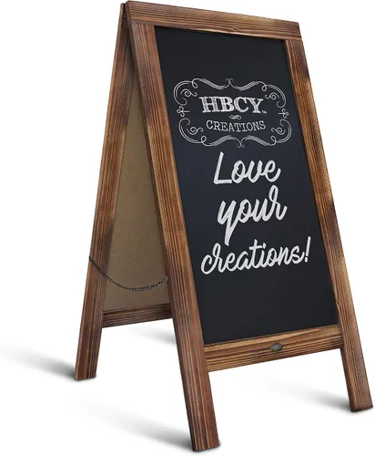 Miniatura 8 de Cartel en forma de "A" con pizarra de HBCY Creations: Letrero de madera maciza de 40x20 en forma de "A", pizarra rústica marrón de doble cara