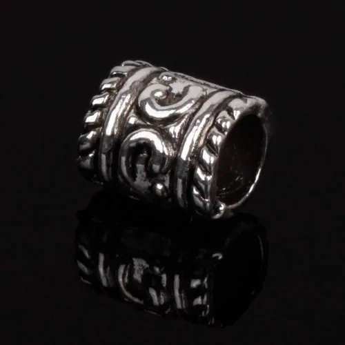 Miniatura 2 de RUBYCA 50 cuentas espaciadoras tibetanas en tono plateado para cilindro de pulsera