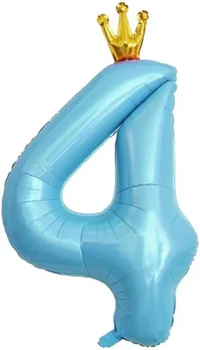 Miniatura 6 de Globos azules de 40 pulgadas con corona unida número 2, globos de segundo cumpleaños para decoraciones de fiesta de cumpleaños. (2)