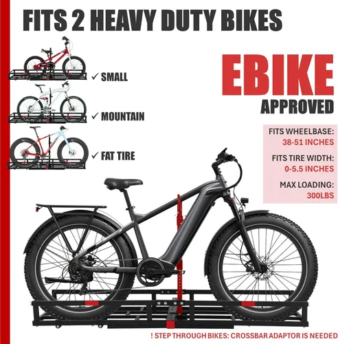 Miniatura 3 de Soporte para bicicleta de montaje en enganche para bicicleta eléctrica resistente, se adapta a 2 bicicletas eléctricas de montaña con neumáticos