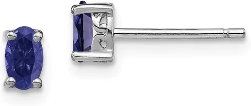 Aretes de plata de ley 925 maciza de 0.197 x 0.118 in, ovalados con piedras preciosas de septiembre azul zafiro 0.197 in x 0.118 in, Gema, Zafiro
