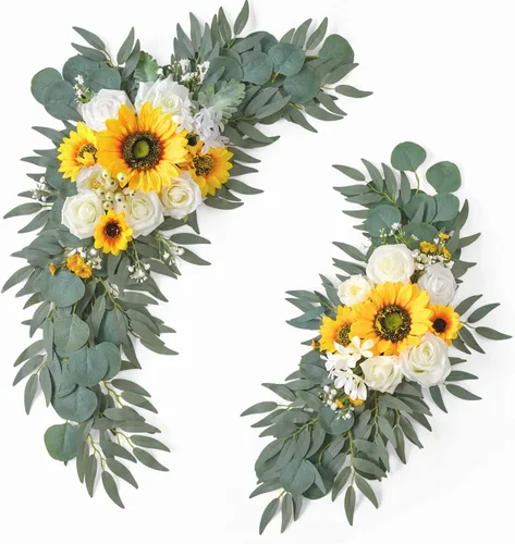 Miniatura 12 de ponatia Flores de Arco de Boda (Paquete de 2), Flores Borgoña y Azul Marino para Decoraciones de Boda, Señales de Bienvenida, Arcos de Boda
