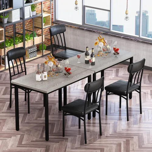 Miniatura 4 de AWQM Juego de Mesa de Comedor de 3 Piezas para 2, Pequeña Mesa de Cocina Industrial y 2 Sillas, Juego de Mesa de Desayuno de Cocina, Juego de Mesa