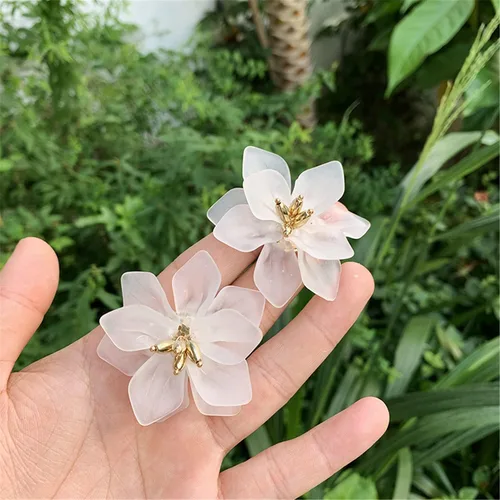 Miniatura 3 de Aretes colgantes únicos hechos a mano con diseño de flores de resina mate grandes y elegantes de acrílico para mujeres y niñas, regalos de joyería