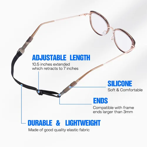 Miniatura 5 de Correa para gafas de sol para niños, sin cola, ajustable, cordones, soporte para gafas deportivas alrededor del cuello