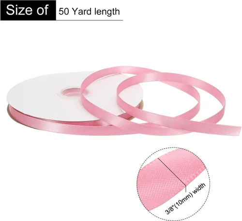 Miniatura 2 de MECCANIXITY Cinta de satén de 3/8 pulgadas de 50 yardas, grogrén, de seda sólida, fina para ramo de boda, para regalo del día de San Valentín, lazos