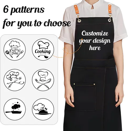 Miniatura 5 de Delantal personalizado: delantales personalizados para hombres y mujeres, delantal de cocina ajustable con texto y foto, regalos para hornear