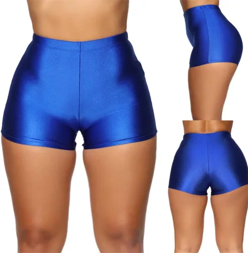 Miniatura 2 de Pantalones cortos de baile sexy neón brillantes para mujer, cintura alta, elásticos, para yoga, entrenamiento, gimnasio, pantalones cortos activos