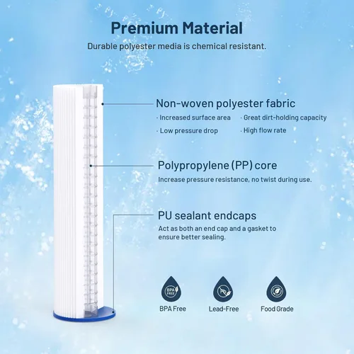 Miniatura 3 de Cartucho de filtro de agua para toda la casa de 10 x 2.5, filtro de sedimento acanalado de 5 micrones y plisado de 5 micrones, paquete de 12