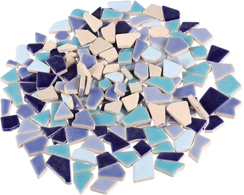 EXCEART Azulejos de mosaico de cerámica rotos de 7.05 oz, piezas de mosaico de cerámica, piezas de azulejos de cerámica, azulejos esmaltados para