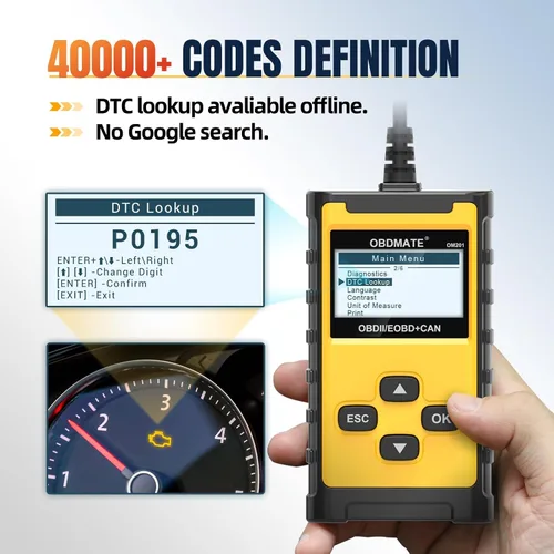 Miniatura 6 de Escáner de Coche, OM201 Lector de Código de Motor Herramienta de Diagnóstico OBDII con Impresión Inalámbrica Datos Gráficos en Vivo Prueba EVAP