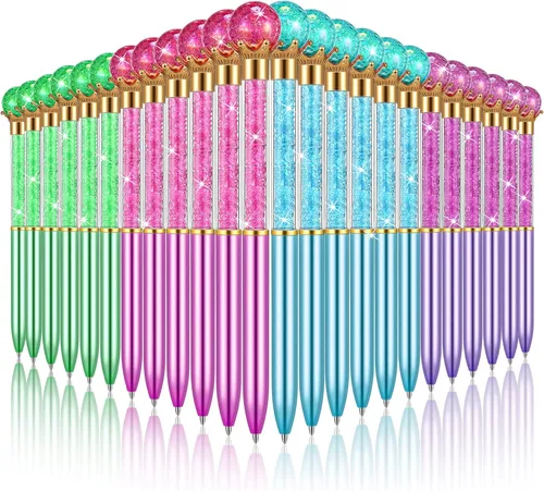 Miniatura 7 de Gersoniel 24 piezas de bolígrafos de diamante de cristal grande con punta de diamante, bolígrafos brillantes de bola negra con pedrería