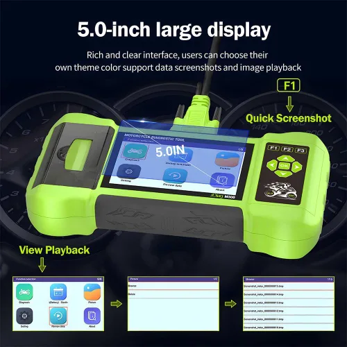 Miniatura 8 de Herramienta de diagnóstico de función de escáner de motocicleta totalmente accesorio, lector de código OBD2, prueba de ABS, prueba de batería