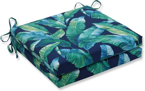 Miniatura 13 de Pillow Perfect Cojines de asiento de esquina cuadrados para exteriores e interiores, 16 x 18.5 pulgadas, selva verde con hojas exuberantes, 2 Selva