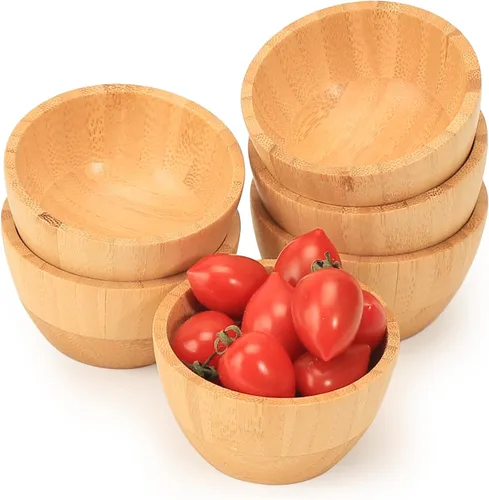 Miniatura 11 de Juego de Mini Cuencos, Platos de Salsa de Bambú para Mojar Aperitivos/Salsas/Nueces, Cuenco de Mezcla de Mascarilla Facial de Madera de Bambú