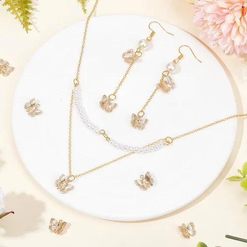 Miniatura 5 de BENECREAT Colgantes de latón chapado en oro de 18 quilates para collar y aretes, Latón, Latón Mariposa