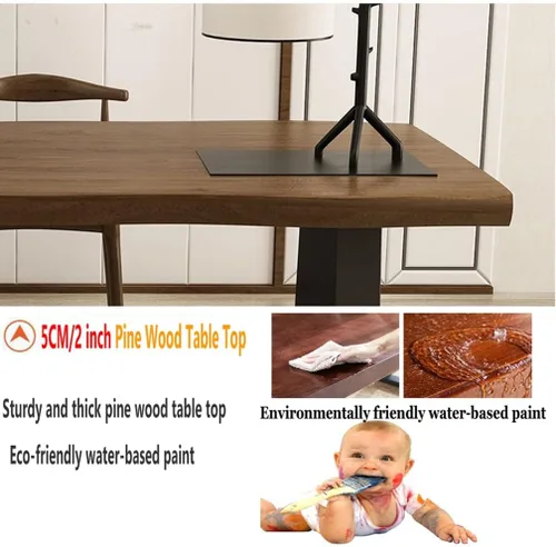 Miniatura 7 de Escritorio para computadora de madera maciza para oficina en casa, mesa larga multifuncional simple y moderna, patas de metal fuertes Mesa de pino