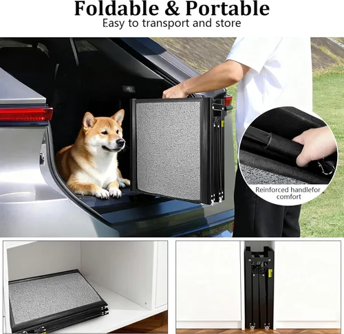 Miniatura 7 de Rampa para perros de 71 x 20 pulgadas para automóvil, rampas portátiles para perros grandes con superficie antideslizante para perros, rampa