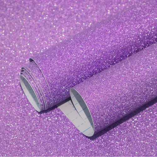 Kitico Papel tapiz morado con purpurina para despegar y pegar, autoadhesivo, decorativo, decoración de bricolaje, 17.7 x 118.1 pulgadas Púrpura