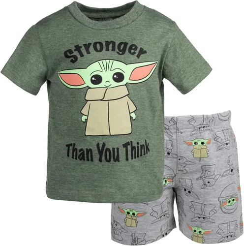 STAR WARS The Mandalorian The Child - Conjunto de camiseta y pantalones cortos de rizo francés para bebés y niños grandes