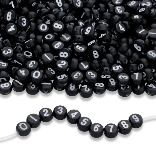 Miniatura 30 de LAIDANLA - 1500 cuentas de letras acrílicas del alfabeto doradas, cuentas redondas blancas de 7×4mm para hacer joyas, pulseras, collares, llaveros