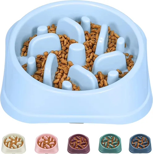 UPSKY Cuenco para perros pequeños de alimentación lenta, comedero antideslizante para rompecabezas, parada interactiva de hinchazón, antiasfixia Azul