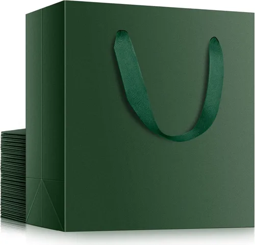 Miniatura 19 de EUSOAR Bolsas de Regalo Grandes Azul Marino, Paquete de 25 - Bolsas de Papel de Compras de 12.5"x4.5"x11" con Asas para Negocios, Manualidades