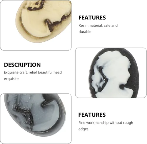 Miniatura 9 de COHEALI 48 piezas de cabujones de resina, adornos de cabeza de belleza en relieve, dijes de espalda plana para hacer joyas, manualidades, caja