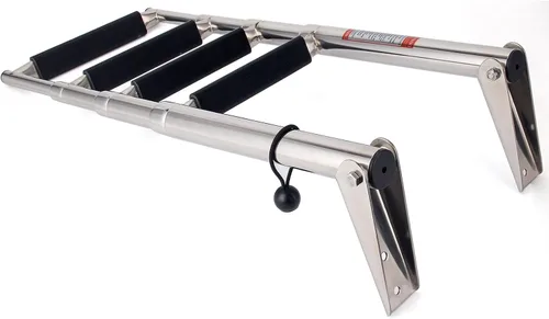 Miniatura 8 de Escalera telescópica para barco de 4 escalones, acero inoxidable 316 de grado marino, capacidad de 900 libras, peldaños antideslizantes y pasamanos