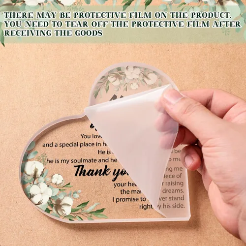 Miniatura 8 de Regalo para la madre del novio de la novia, regalos de madre del novio, regalos de boda, regalo de corazón cuadrado acrílico, regalo