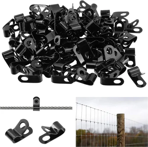 Miniatura 24 de Antrader Clips de cable tipo R, abrazaderas de cable de 0.12 pulgadas con tornillos, acero inoxidable 304, 100