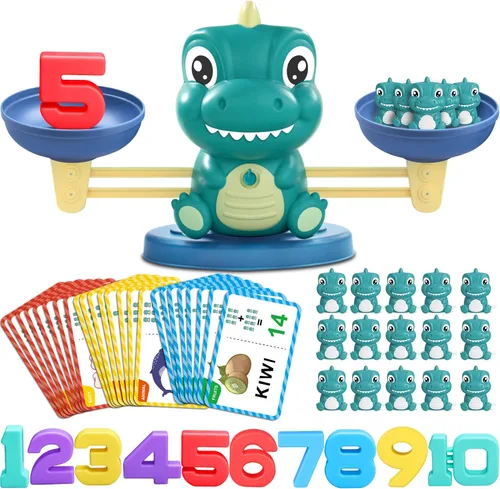 Miniatura 7 de Kaodezhu - Juguete de equilibrio matemático de dinosaurio para niños y niñas - Juguete Montessori de emparejar letras para niños de 3 años, juguete