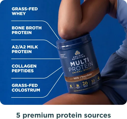Miniatura 3 de Ancient Nutrition Polvo a base de animales multiproteínas, 0.86 onzas de proteína, suero alimentado con hierba, caldo de huesos, péptidos